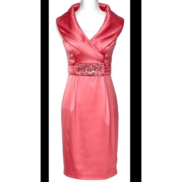 ELIZA J CORAL SATIN SHEATH MIDI DRESS Size 10 - Picture 5 of 7